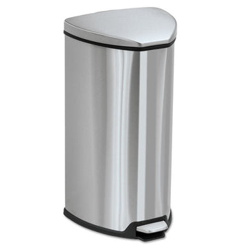 Safco® Step-on Waste Receptacle, Triangular, Stainless Steel, 7 Gal, Chrome-black freeshipping - TVN Wholesale
